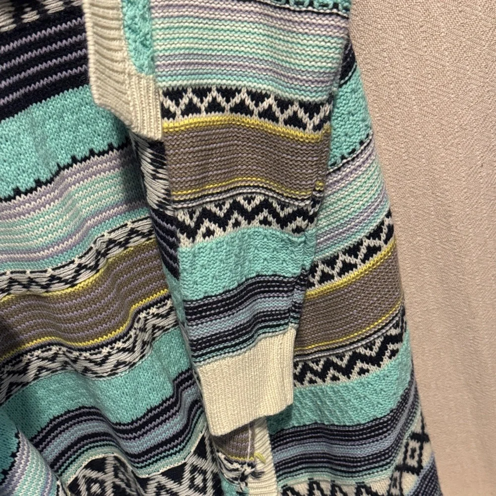 Love Geometric Knit Cardigan - Blue, Cream, Black- M/L